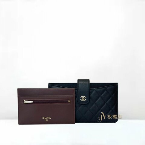 JY0307-CHANEL 黑金荔枝皮釦式手拿子母包