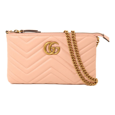 GUCCI 牛皮皮革GG Marmont Chain Shoulder鏈帶肩背袋