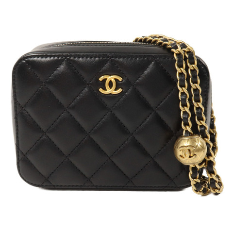CHANEL 羊皮皮革Mini Camera Bag With Gold Ball鏈帶肩背袋