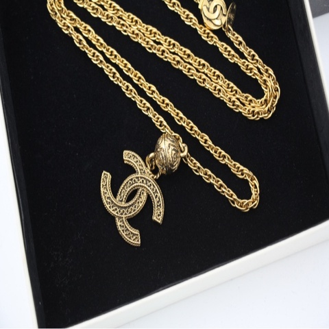 Chanel Vintage 85 鍍金金球CC長頸鏈