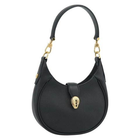 寶格麗 (BVLGARI) 皮革手提包 2way 黑色金色 Auth ka4770M