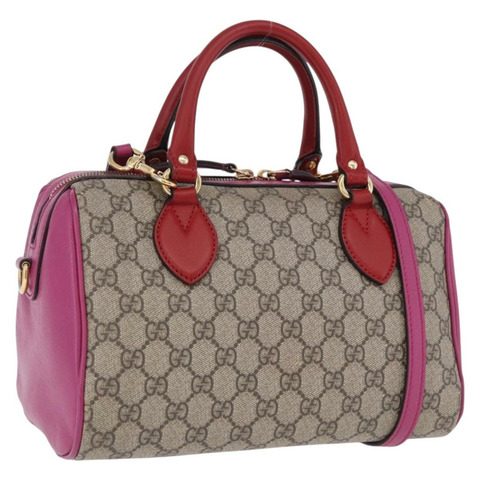 GUCCI GG Supreme 手提包 PVC 兩用 米色 金色 409529 正品 199935A