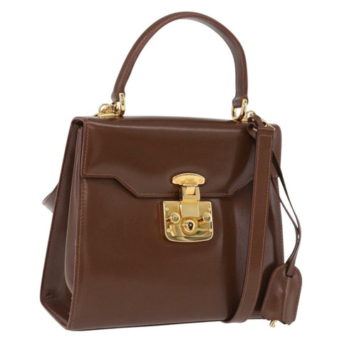GUCCI 手提包 皮革 兩用 棕色 金色 000 2110 正品 197847V