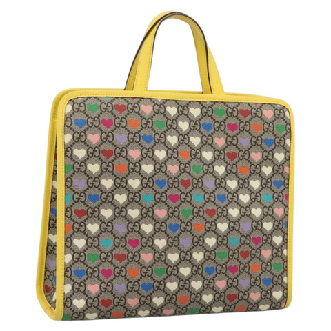 GUCCI GG Supreme 兒童手提包 PVC 米色 605614 正品 201926V