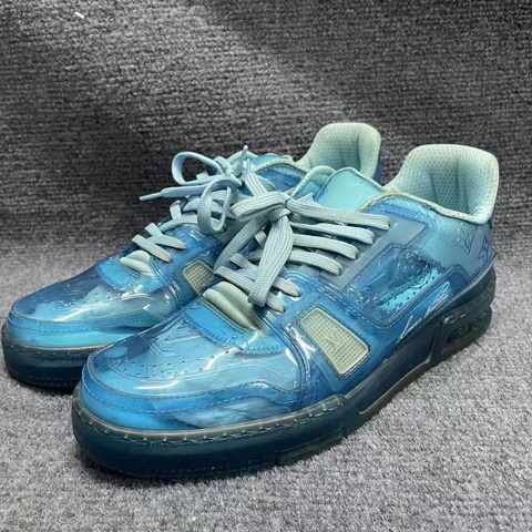 LOUIS VUITTON 皮革 低幫 時尚板鞋 藍色40.5碼