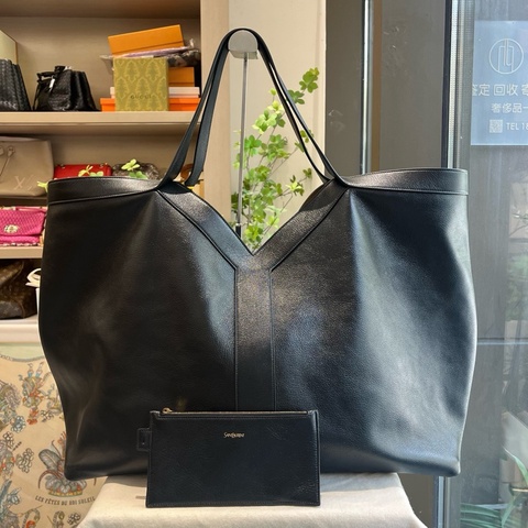 YSL聖羅蘭 cabas單肩手提托特包男女同款，黑色牛皮 26年 底長53cm