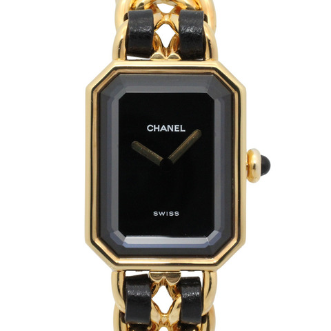 香奈兒 (Chanel) CHANEL Première M 系列腕錶，鍍金皮革錶帶，女士款，黑色，H0001
