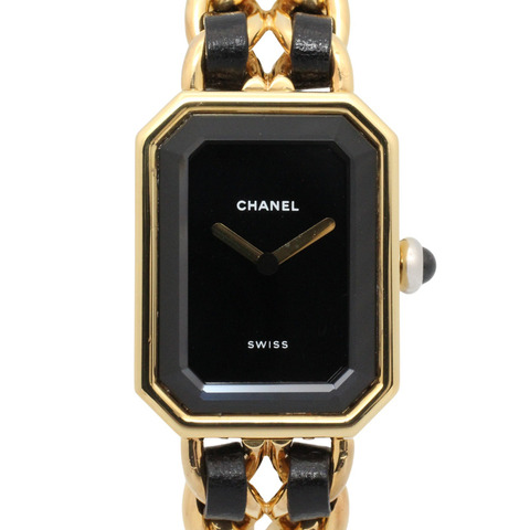 香奈兒 (Chanel) CHANEL Première S 女士腕錶，鍍金 (GP)，皮革錶帶，黑色，H0001