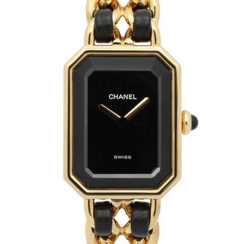香奈兒 (Chanel) CHANEL Première M 系列腕錶，鍍金皮革錶帶，女士款，黑色，H0001