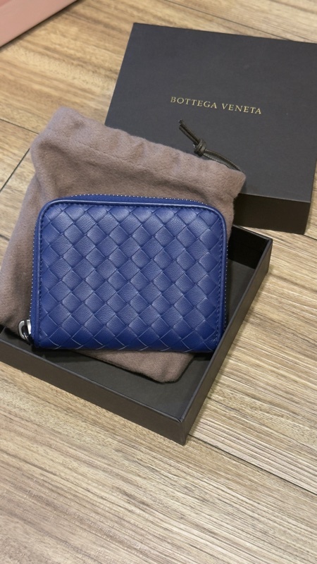 Bottega Veneta BV Intrecciato 編織卡包零錢包 藍色
