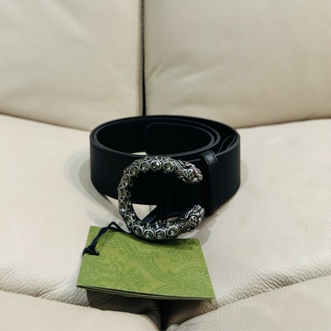 Gucci 古馳 酒神系列皮帶/黑色款/85cm寬度3cm/全新閒置美品