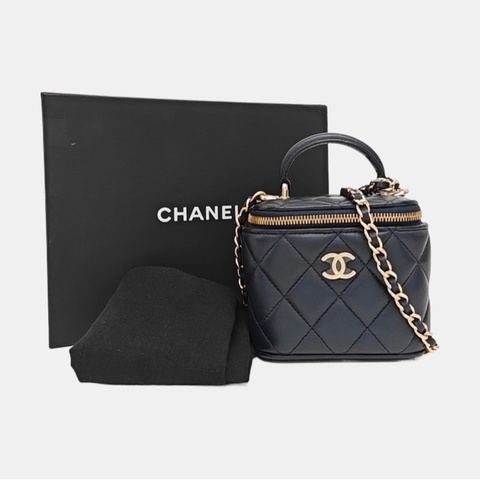 【全網最低價✨震撼史無前例❤️‍🔥】CHANEL/香奈兒 深藍色羊皮絎縫菱格紋單肩包