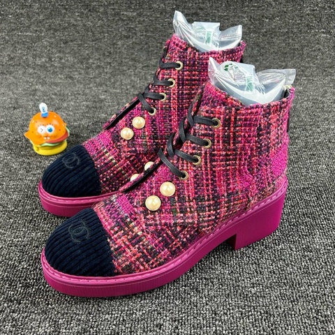 Chanel香奈兒粗花呢短靴 尺碼：37