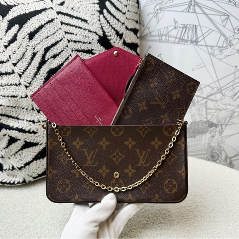 【爆款三合一💥百看不厭✨】LV Felicie Pochette 老花 三合一鏈條包|真皮手拿信封包|單肩斜挎小包