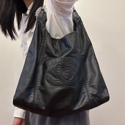 【慵懶隨性🖤全網最低價✨】Chanel香奈兒Hobo鏈條包 黑色牛皮