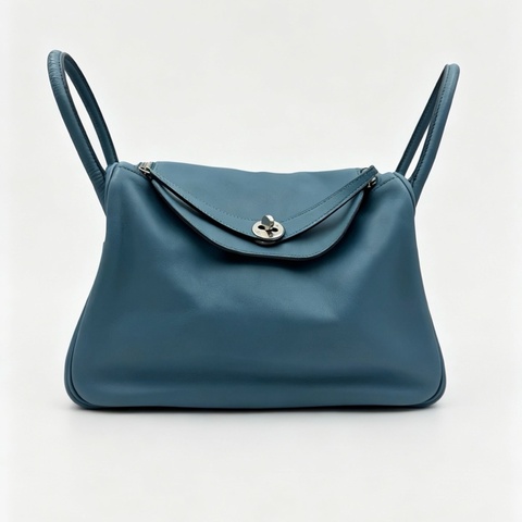 HERMES 愛馬仕 lindy30藍色 單肩包手提包 刻印框L