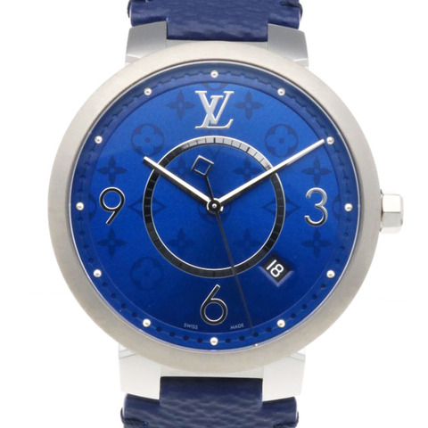 Louis Vuitton Tambour Slim Monogram Cobalt GM 手錶，不鏽鋼，石英，男士，QA150。