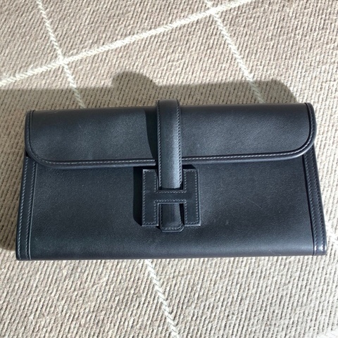 Hermes 愛馬仕jige elan黑色手拿包swift皮