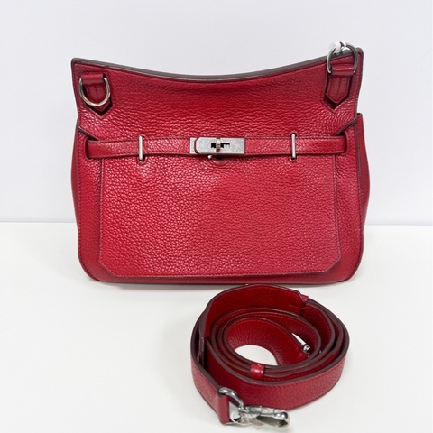 HERMES/愛馬仕國旗紅銀扣吉普賽28單肩斜挎包 框 O刻 ，小號包型飽滿 TC皮
