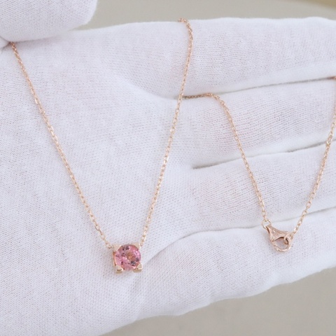 Cartier 卡地亞 雙C牛頭 大號粉寶石項鍊，18K玫瑰金 配件無