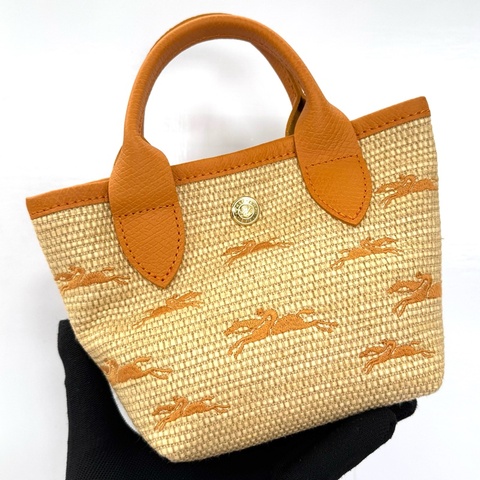 LONGCHAMP 兩用編織迷你托特 橙色