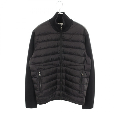 MONCLER 針織加厚羽絨外套 9B50700 尼龍羊毛 黑色 二手 男款 XL 碼
