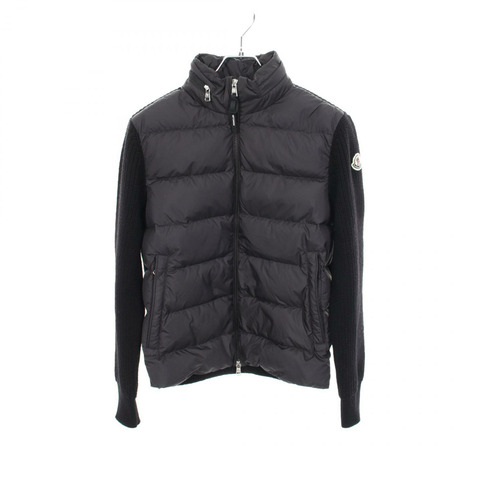 MONCLER 針織羽絨外套 9B00032 羊毛聚酯纖維 灰色 黑色 二手 女款 #S