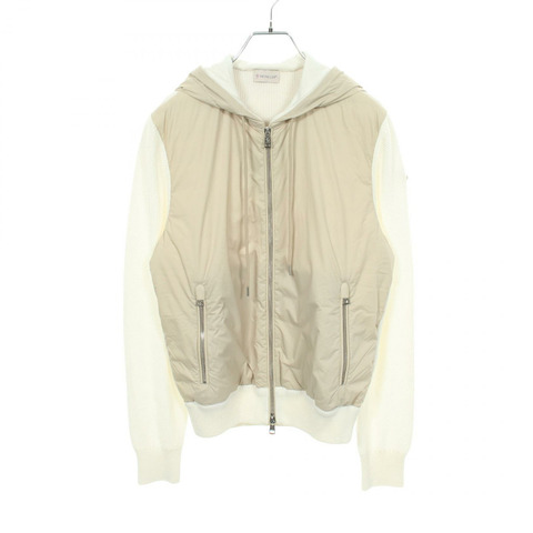 MONCLER 連帽羽絨外套 9B52300 尼龍棉混紡 米白色 二手 女款 S 碼