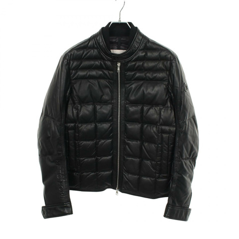 MONCLER TRIONPHE 羽絨外套 1A52000 黑色皮革 二手 男款 1 碼