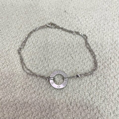 卡地亞 Cartier Love系列 圓餅帶鑽手鍊 白金