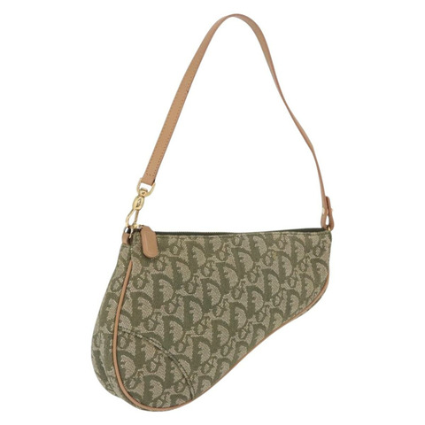 Christian Dior Trotter帆布馬鞍包手袋 卡其色 金色 正品 mr2899V