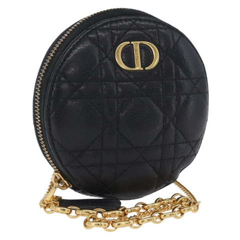 Christian Dior Canage 鏈條肩背包，黑色皮革，金色，正品，貨號 202146V