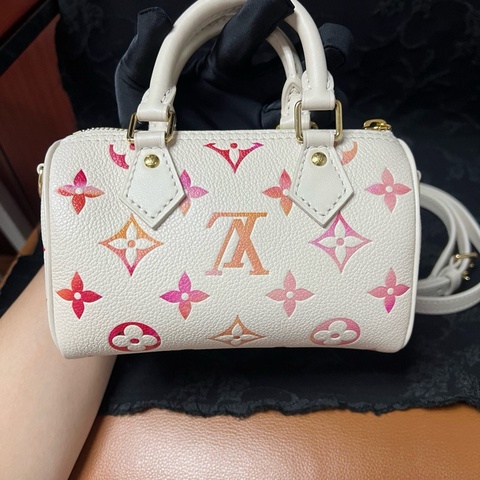 LV/路易威登 Speedy Nano 草莓牛奶漸變色 帶發票 芯片款底長16