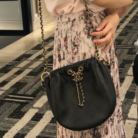 Chanel香奈兒 19bag系列隱藏款 黑金菱格嬉皮Hobo福袋包 98新✨️
