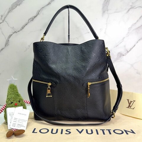 LV Melie Hobo黑色壓紋牛皮雙口袋包