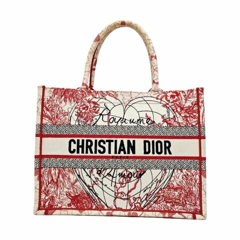 DIOR BookTote中號紅色織物刺繡印花手提包托特包