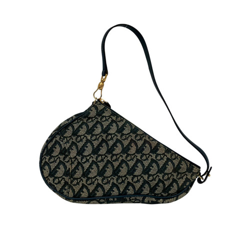 ☆ DIOR 迪奧 Navy Canvas Oblique Saddle Handbag 深藍色帆布手挽袋-267016153