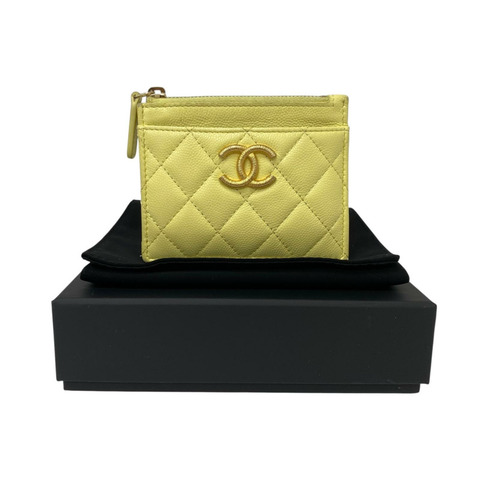 ☆ CHANEL 香奈兒 Yellow Caviar Skin Card Holder 黃色粒紋小牛皮卡套-267016982