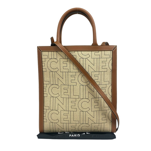 ☆ CELINE 思琳 Beige Canvas And Calfskin 2 way bag 米色帆布和小牛皮兩用袋-267016895