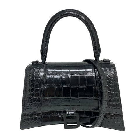 ☆ BALENCIAGA 巴黎世家 Black Crocodile Embossed Calfskin Hourglass 2 way bag 黑色鰐魚壓紋牛皮兩用袋 593546-267016652