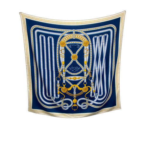 ☆ HERMES 愛馬仕 Blue Cashmere, Silk Scarf 藍色羊絨, 絲質圍巾-267016678