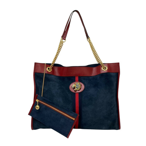 ☆ GUCCI 古馳 Red And Navy Calfskin And Suede Rajah Tote Bag 紅色和深藍色小牛皮和麂皮托特袋 537219-267017054