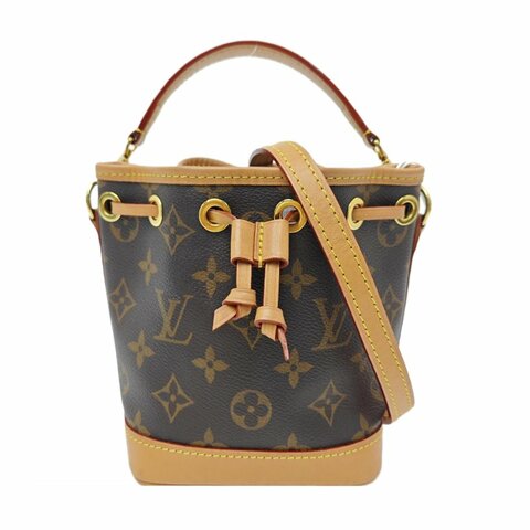 LOUIS VUITTON NOE Nano棕色塗層帆布老花水桶包單肩包手提包斜挎包晶片款