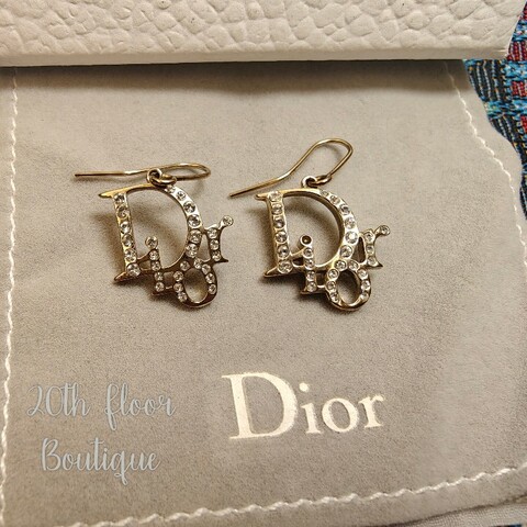 🎉出清🔥Dior 水鑽 耳環 垂墜 耳針 耳飾 logo 經典款