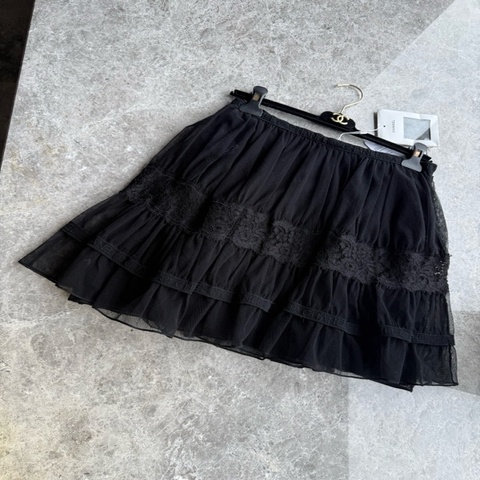 Chanel 25B黑色蕾丝半裙fr38~~