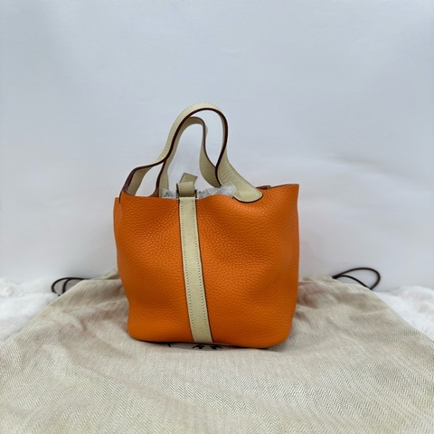 Hermes 愛馬仕 picotin18 拼色 框M 中古無肩帶款