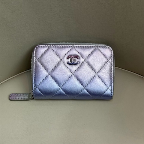 CHANEL 紫色幻彩拉鍊卡包 XC800