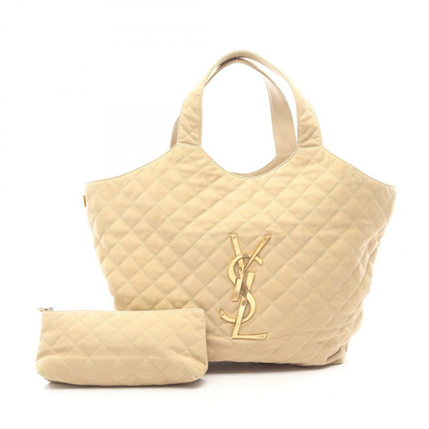 SAINT LAURENT PARIS ICARE Maxi Tote 手提包 698651 皮革 米色 二手 女士