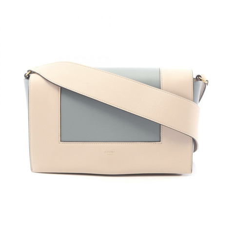 CELINE Frame 中型單肩包，皮革材質，米藍色，二手女款