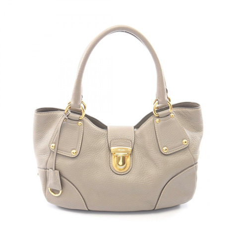 PRADA VIT.DAINO 手提單肩包，灰色皮革，金色五金，二手女款